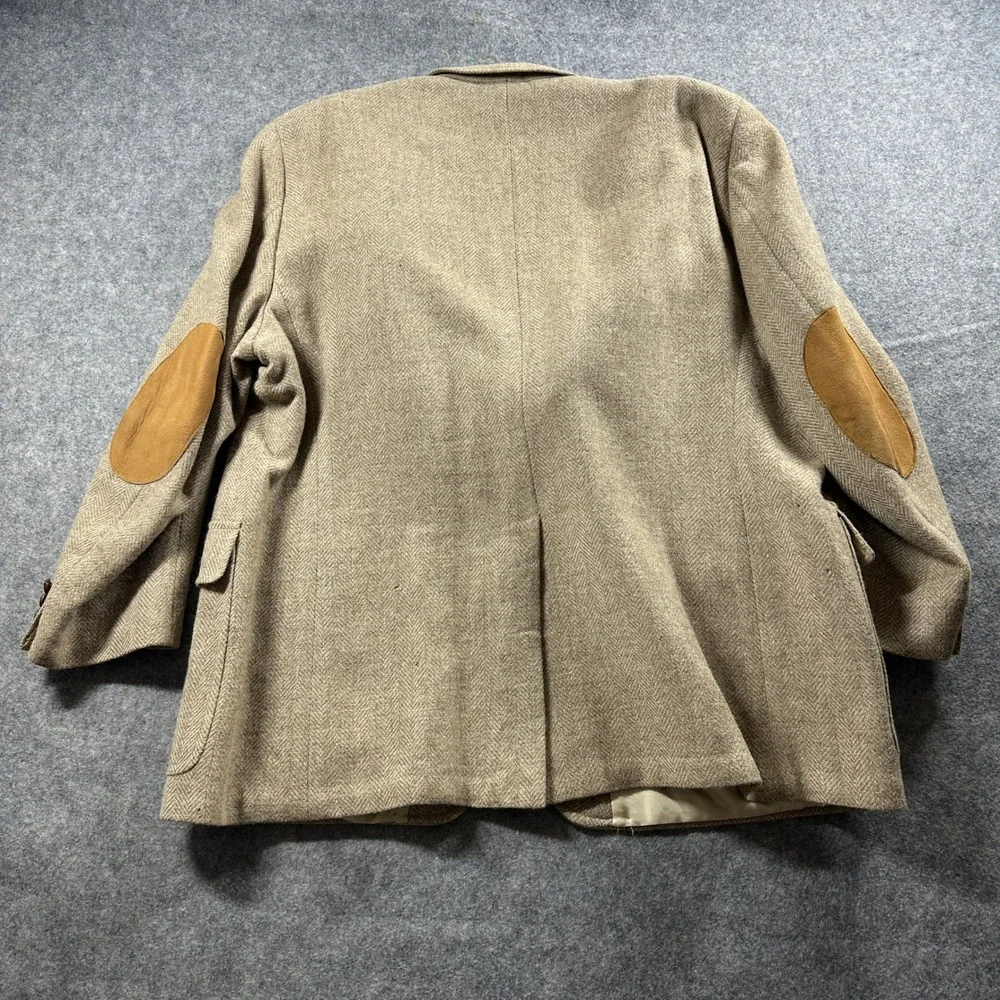 Palm Beach Blazer‎ Mens Big & Tall Tan Wool Herringbone Suede Elbow Patches USA